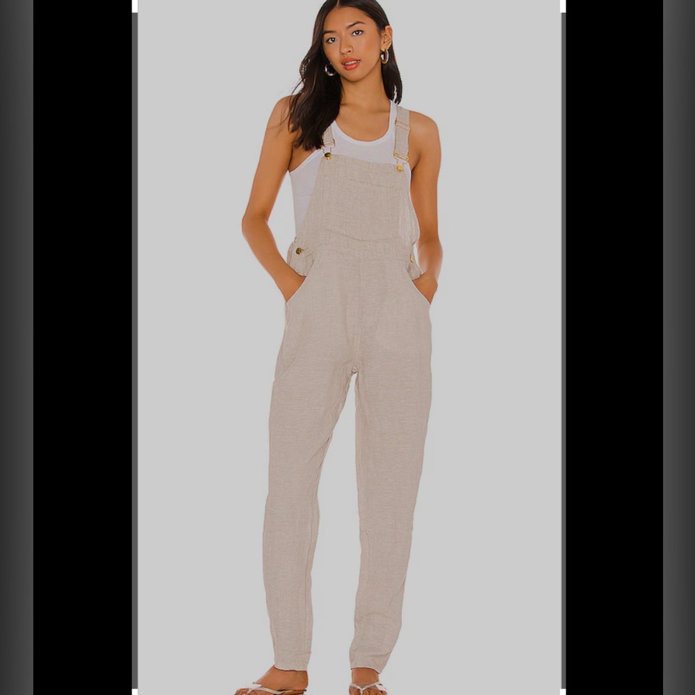 Revolve WeWoreWhat Linen Overalls in Natural